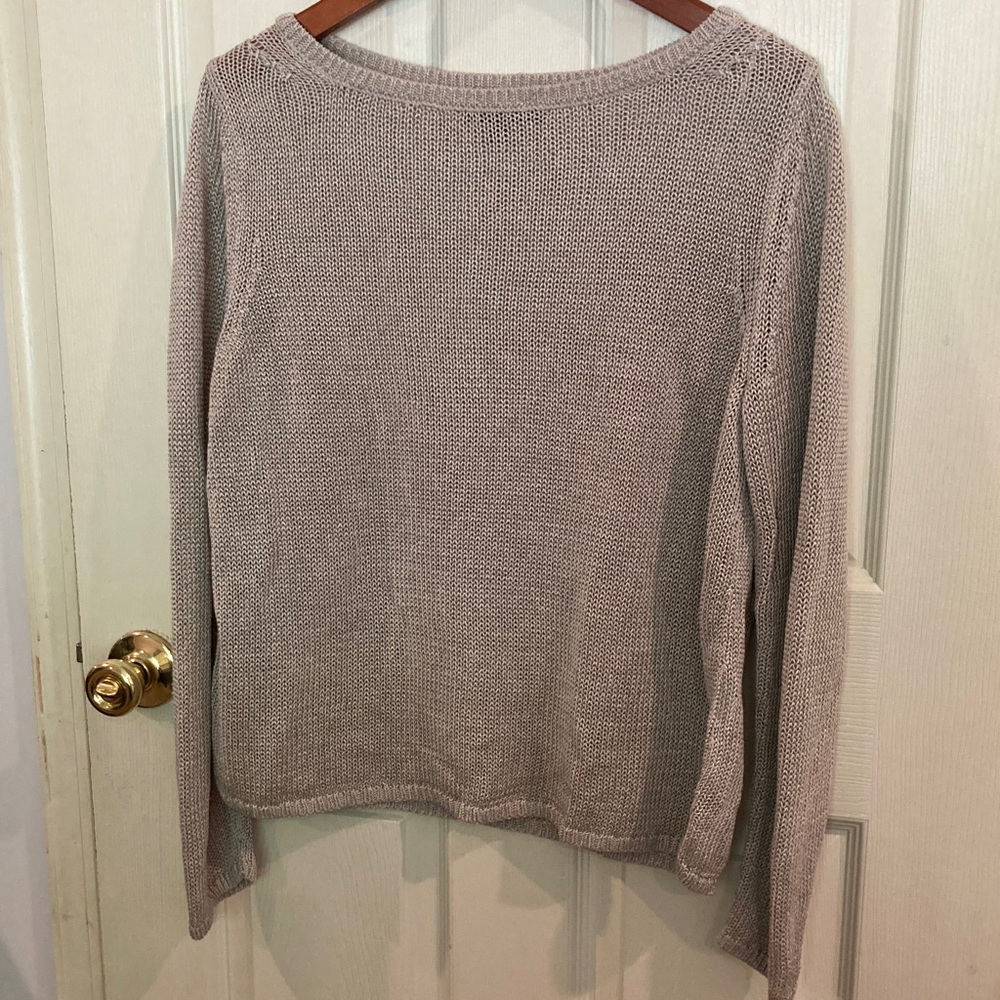 Banana Republic Taupe Long Sleeve Loose Knit Hip Length Sweater